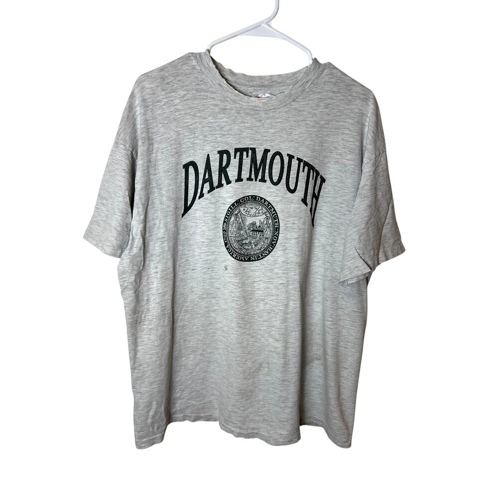 Vintage 90's Dartmouth Collegiate Single Stitch Hanes Beefy T Gray Short Sleeve
